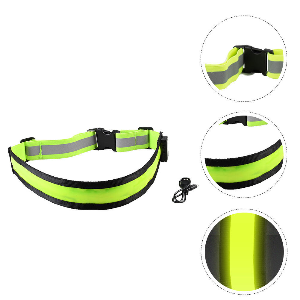 Running Gear Green - LED Reflective Belt Adjustable Rechargeable Green