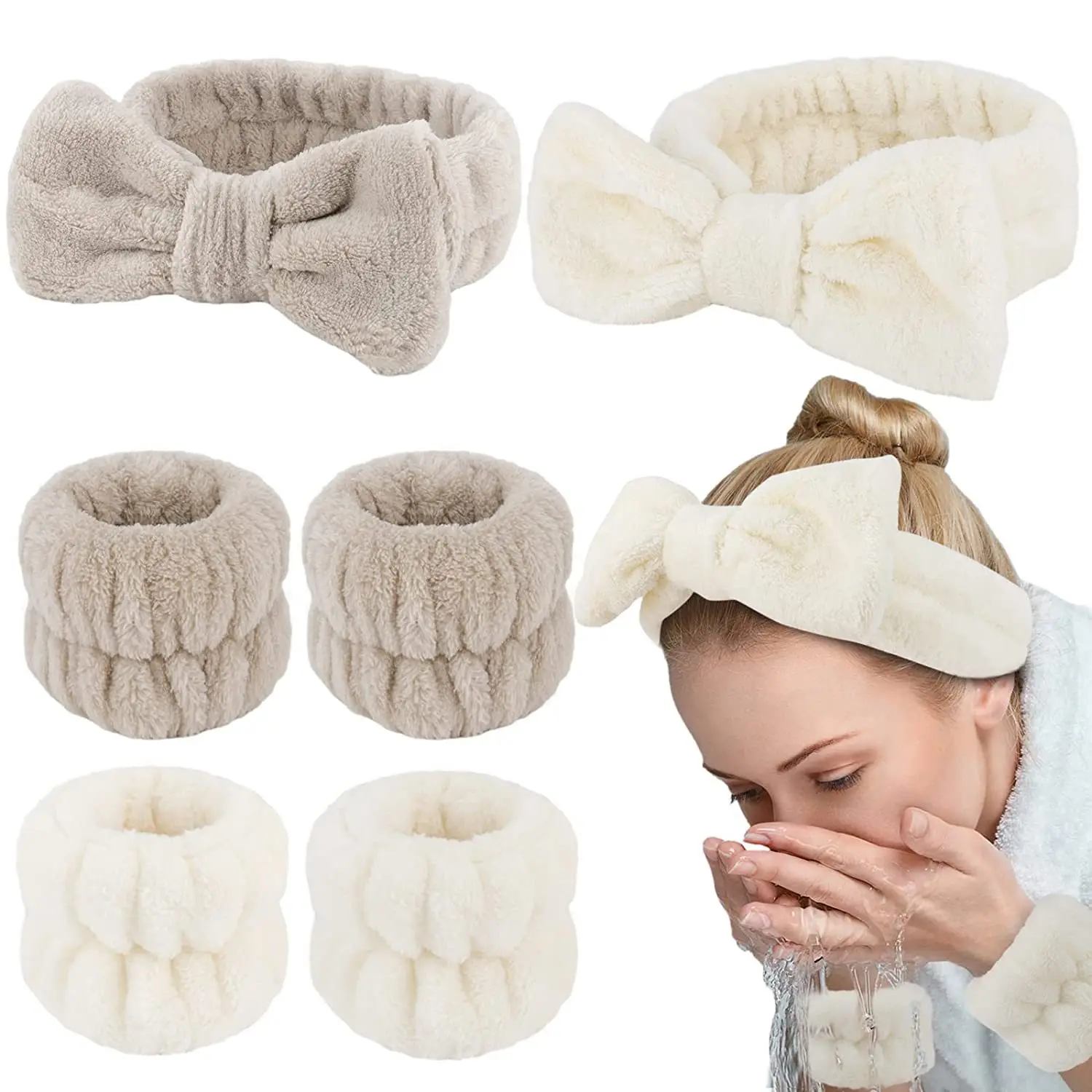 Sweat Band Wrist - 3Pcs Spa Headband Wristband for Washing