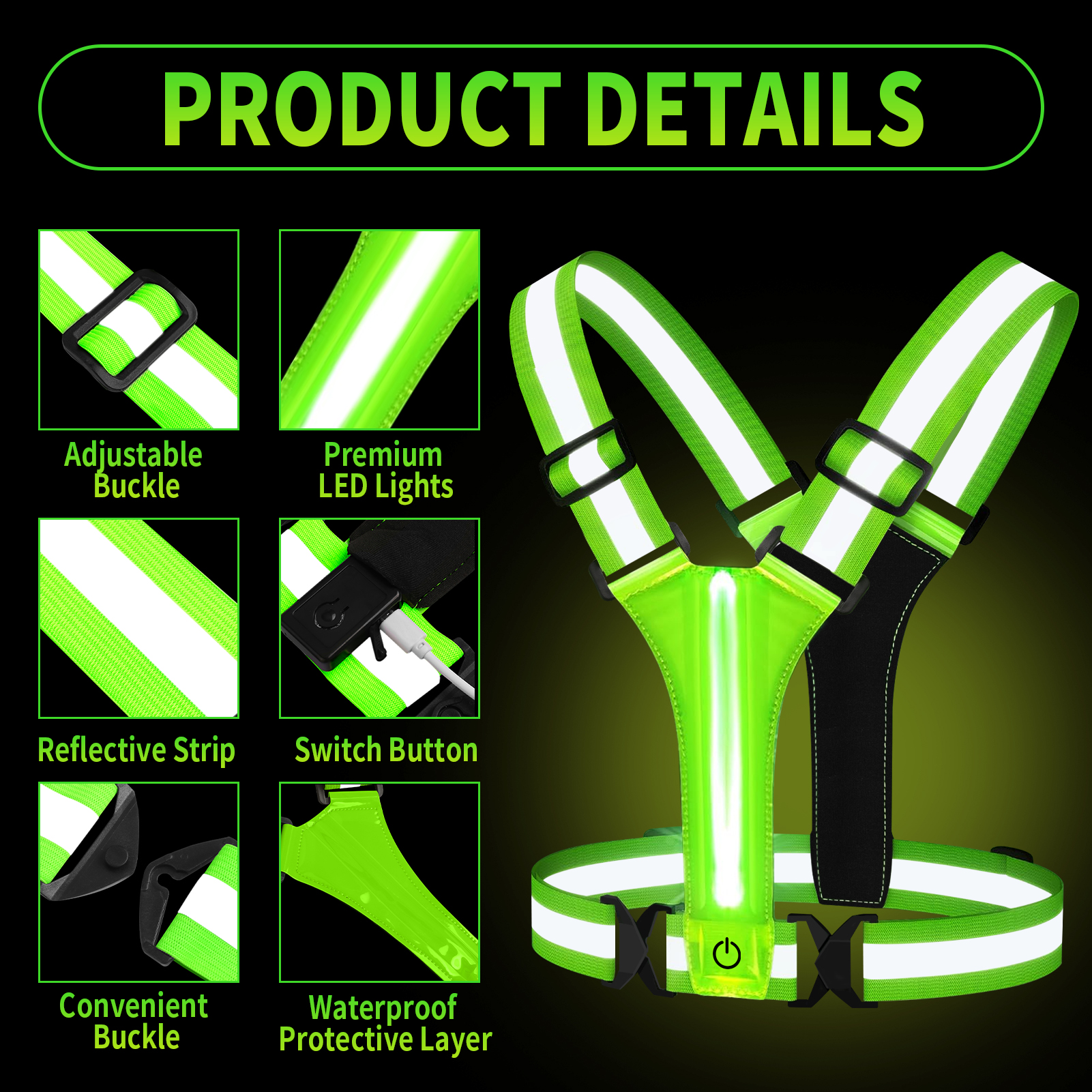 Adjustable LED Reflective Vest - Running Gear For Winter review and price